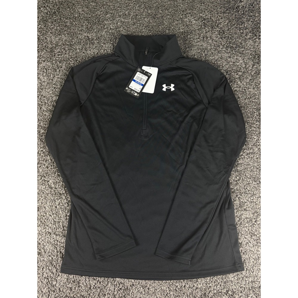 Under Armour Boys Tech 2.0 1/2 Zip Pullover Black Long Sleeve Shirt YXL 1363286